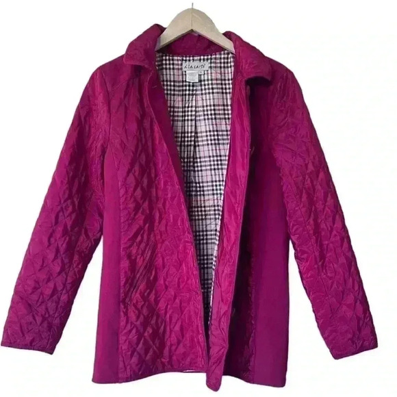 A La Carte Red Quilted Jacket Size Small Style L49151JM Buttons Fall - Picture 1 of 6